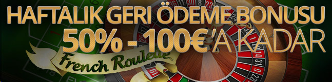 Haftalık Geri Ödeme Bonusu- 50% 100EUR’a kadar